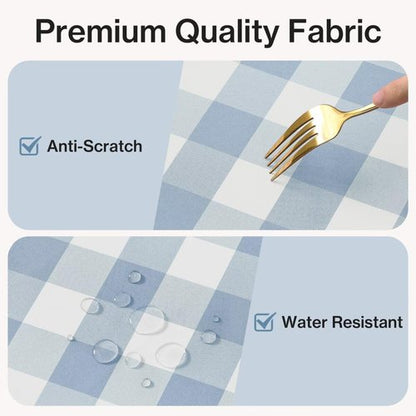 Checkered Tablecloth - Waterproof Gingham Table Cover | Light Blue, 52" x 70" - Wrinkle-Free & Washable for Dining and Outdoor Events