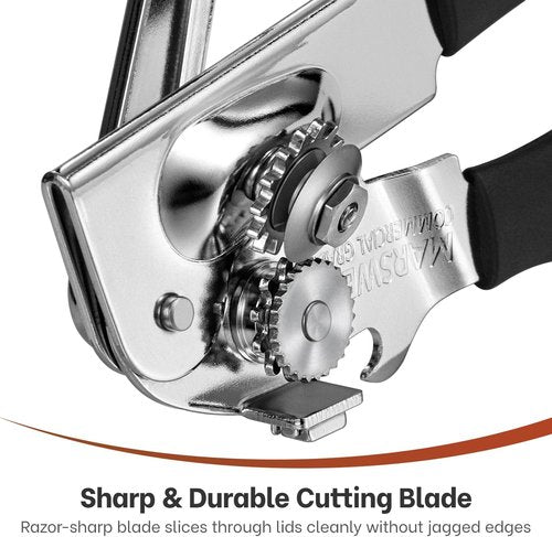 MARSWELL Heavy Duty Can Opener - Extra-Long Handles & Oversized Knob for Easy Cranking | Opens Large #10 Cans