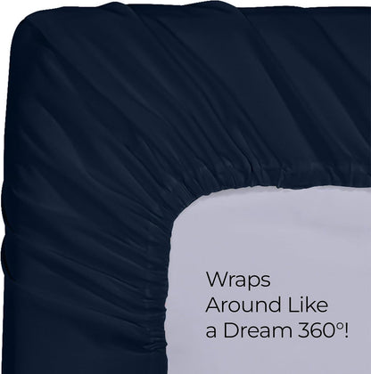 Utopia Bedding Twin Fitted Sheet - Soft Microfiber - Deep Pocket Design - Navy Color - Easy Care