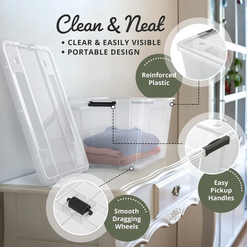 Lifetime Appliance Parts 54 Qt. Stackable Plastic Storage Bin Tote - Ultra Durable Lid & Secure Latching Buckles