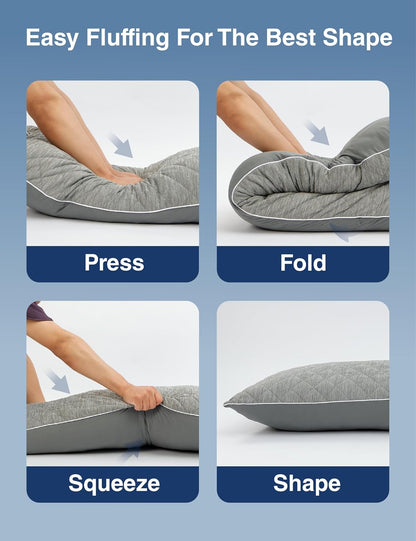 ZonLi Cooling Body Pillow - Memory Foam Insert for Side Sleepers & Pregnancy | 20 x 54 Inch, Grey with Washable Case