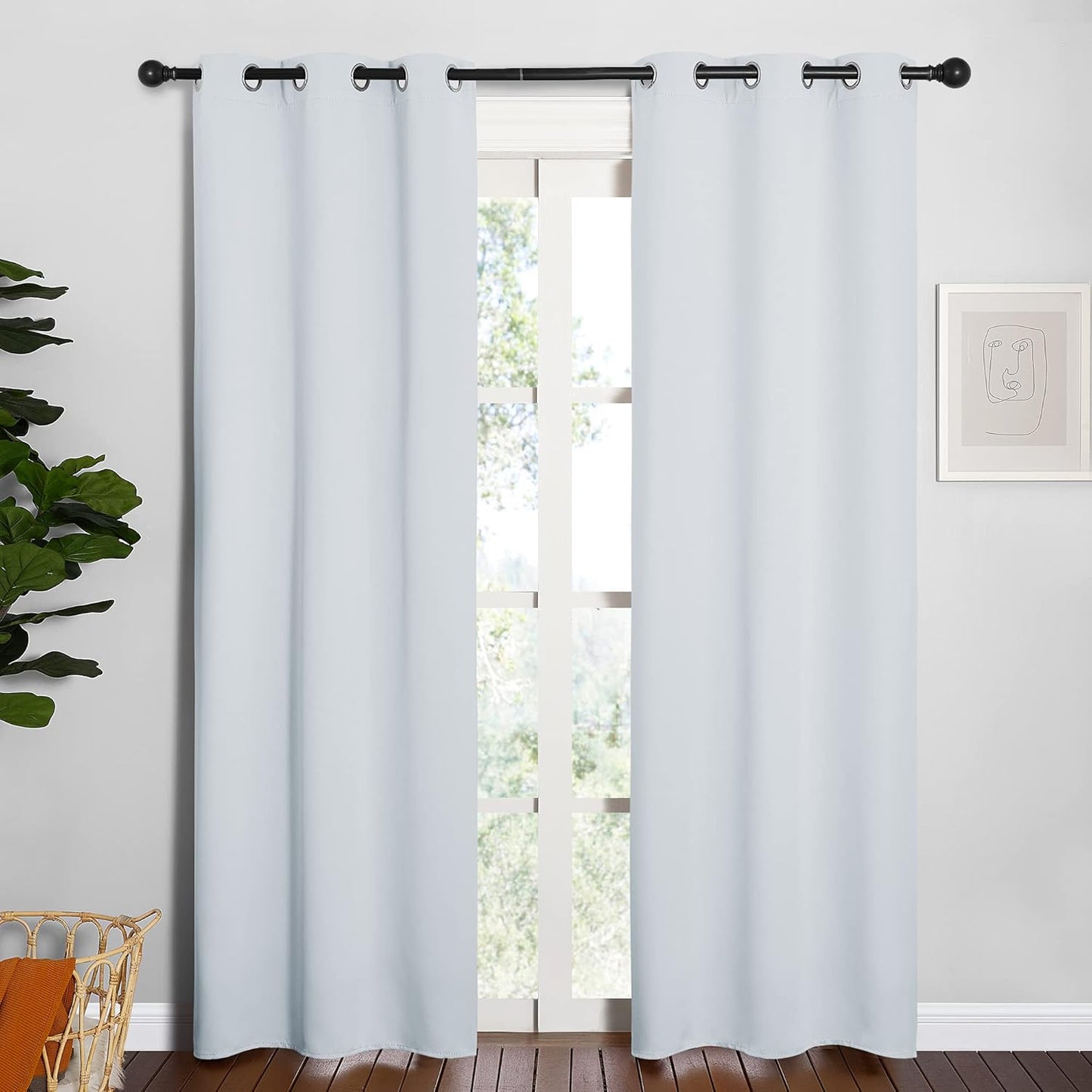 NICETOWN Room Darkening Curtain Panels - Thermal Insulated Drapes for Bedroom | Greyish White, 34x84 Inches (2 Panels)