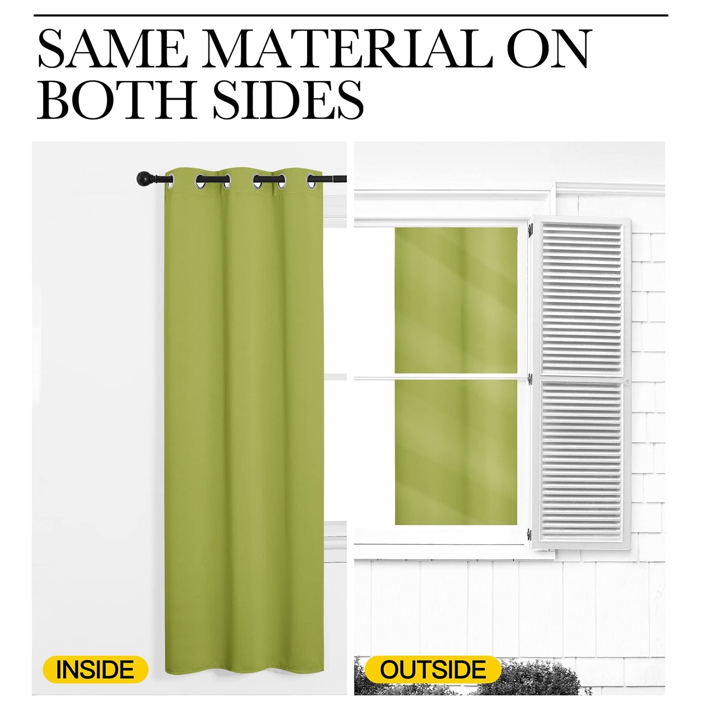 NICETOWN Fresh Green Blackout Curtains 78 inches Length for Bedroom, 2 Panels, 42" Wide, Thermal Insulated Decoration Drapes for Office Window