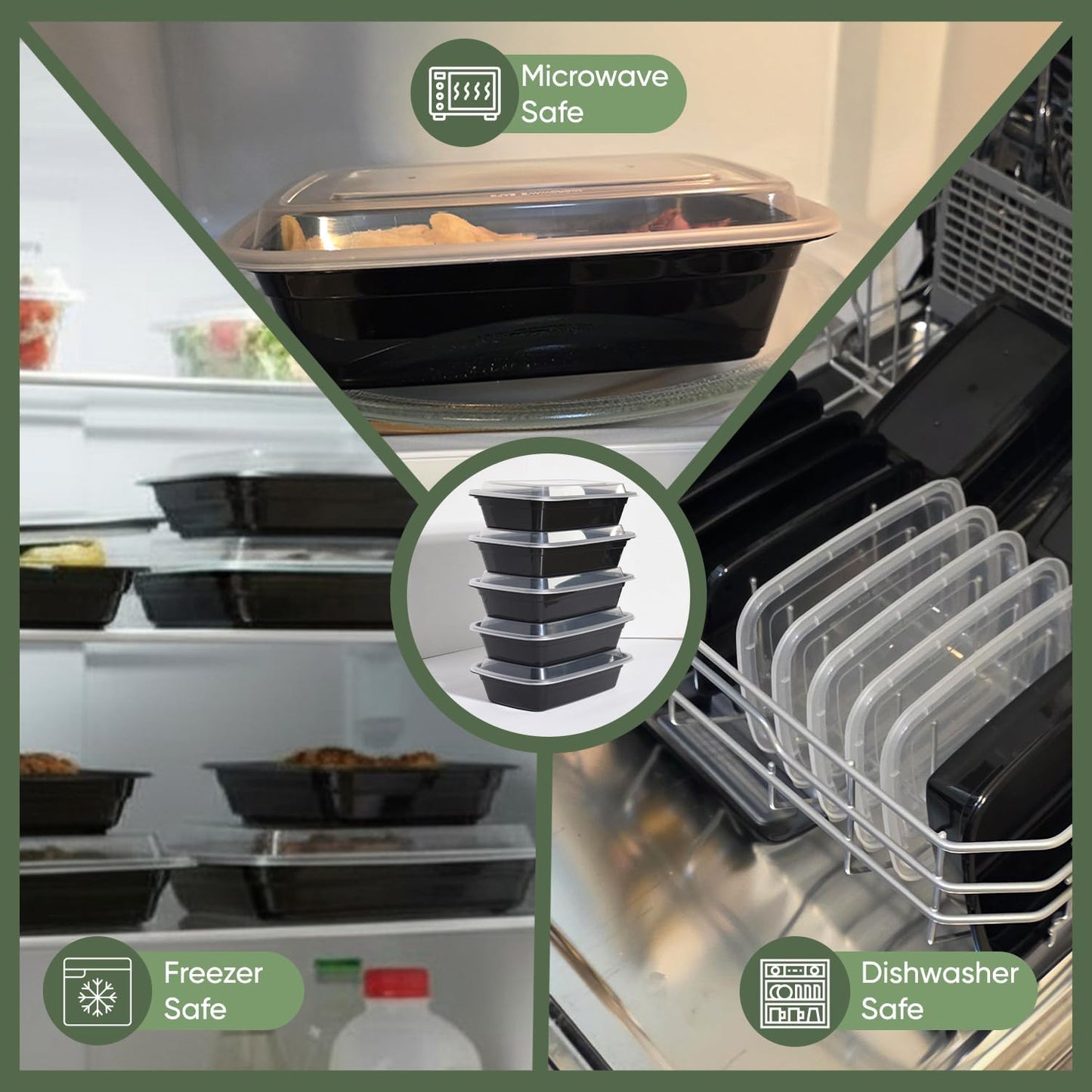 Skiennix 38 oz Meal Prep Containers - 50 Pack Reusable, BPA-Free, Leakproof & Stackable | Microwave & Dishwasher Safe