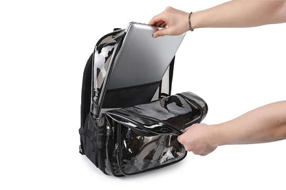 Heavy-Duty Clear Backpack for School, Semi Black - Transparent Bookbag for Students & Events