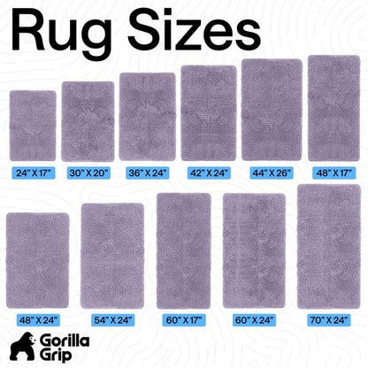GORILLA GRIP Bath Rug Mat 36x24 Thick Soft Absorbent Chenille, Quick Dry Microfiber Mats, Rubber Backing Washable Shower Floor Rugs, Bathmat Runner Bathroom Home Decor Accessories Light Purple