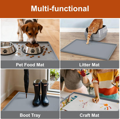 Ukeetap Extra Thick Silicone Mat - Waterproof Under Sink Mat | 34" x 22" for Kitchen & Bathroom Protection - Gray
