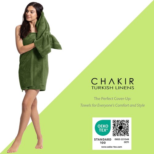 Chakir Turkish Linens | Hotel & Spa Quality 100% Cotton Premium Turkish Towels | Soft & Absorbent (4-Piece Bath Towels, Moss)