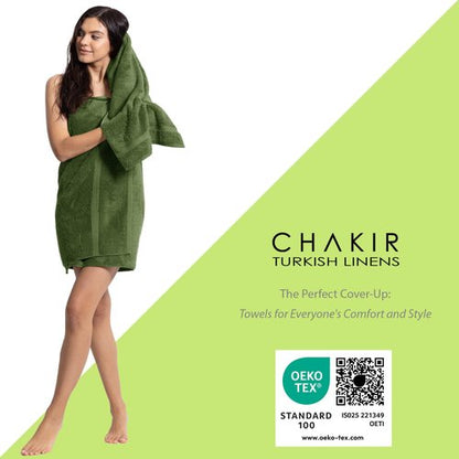 Chakir Turkish Linens | Hotel & Spa Quality 100% Cotton Premium Turkish Towels | Soft & Absorbent (4-Piece Bath Towels, Moss)