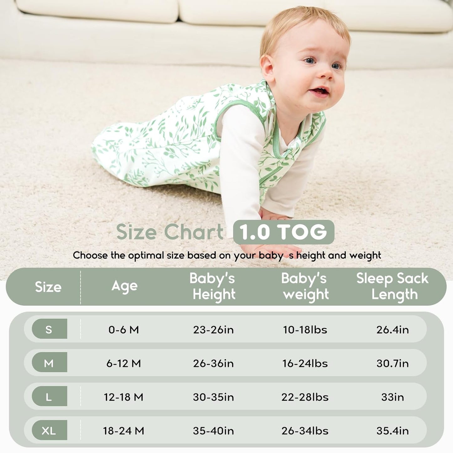Yoofoss Baby Sleep Sack | 100% Organic Cotton Wearable Blanket for 6-12 Months | 2-Pack, TOG 1.0, Lightweight