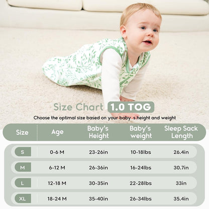 Yoofoss Baby Sleep Sack | 100% Organic Cotton Wearable Blanket for 6-12 Months | 2-Pack, TOG 1.0, Lightweight