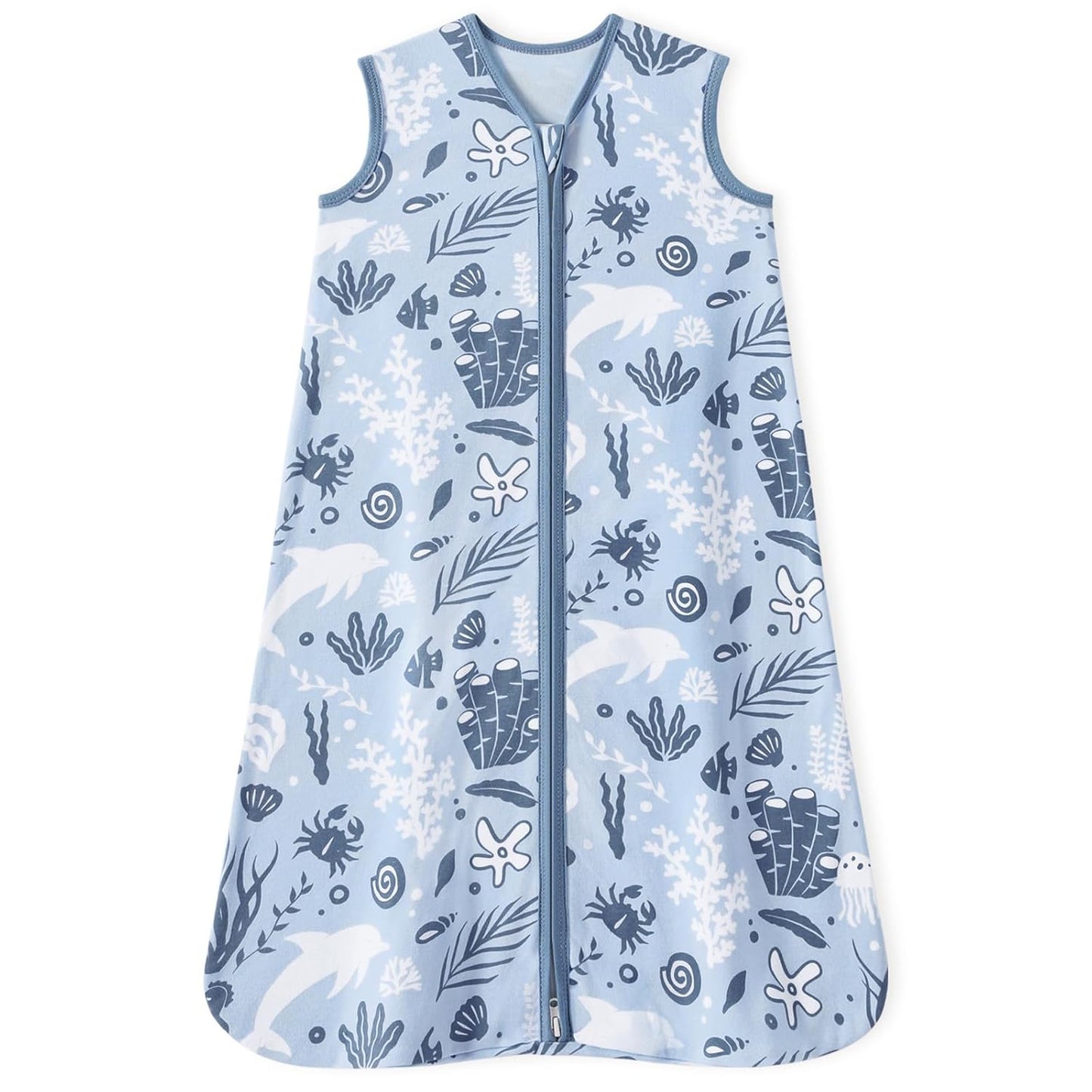 Unnivoll Baby Sleep Sack - 100% Cotton Lightweight Wearable Blanket for Infants 0-6 Months | Blue Dolphin