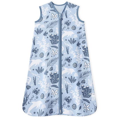 Unnivoll Baby Sleep Sack - 100% Cotton Lightweight Wearable Blanket for Infants 0-6 Months | Blue Dolphin