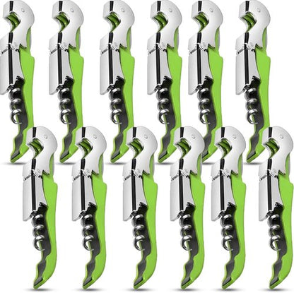 12 Pieces professional wine key wine opener Professional Waiter Corkscrews Stainless bottle opener Fold Serrated Foil Cutter Key for Family, Company Party,Bars,Restaurants(green)