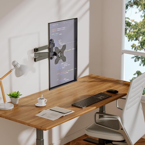 WALI TV Wall Mount Articulating LCD Monitor Full Motion 15 inch Extension Arm Tilt Swivel for Most 13 to 32 inch LED TV Flat Panel Screen with Mounting Holes up to 100x100mm (1330LM), Black