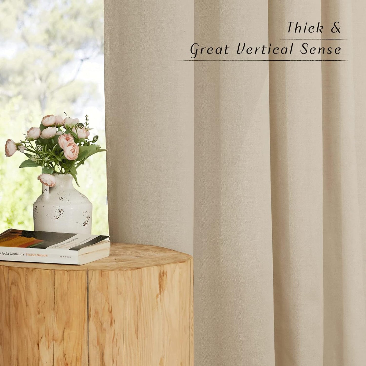 NICETOWN Angora Linen Kitchen Window Curtains - Light Filtering Grommet Short Treatments, W34 x L36, 2 Panels