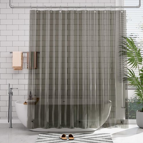 AmazerBath 72x78 Long Shower Curtain Liner, Clear Black Plastic Shower Curtain Liner, Waterproof PEVA Shower Liner, Cute Lightweight Shower Curtains for Bathroom with 3 Magnets & Rustproof Grommets
