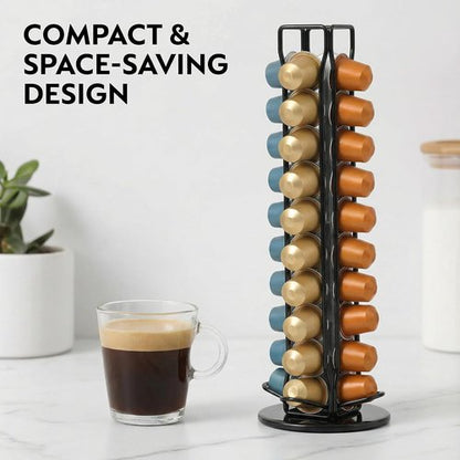 Coffee Pod Holder - Nespresso OriginalLine Rotating Carousel Organizer | Black, 40 Pods Capacity