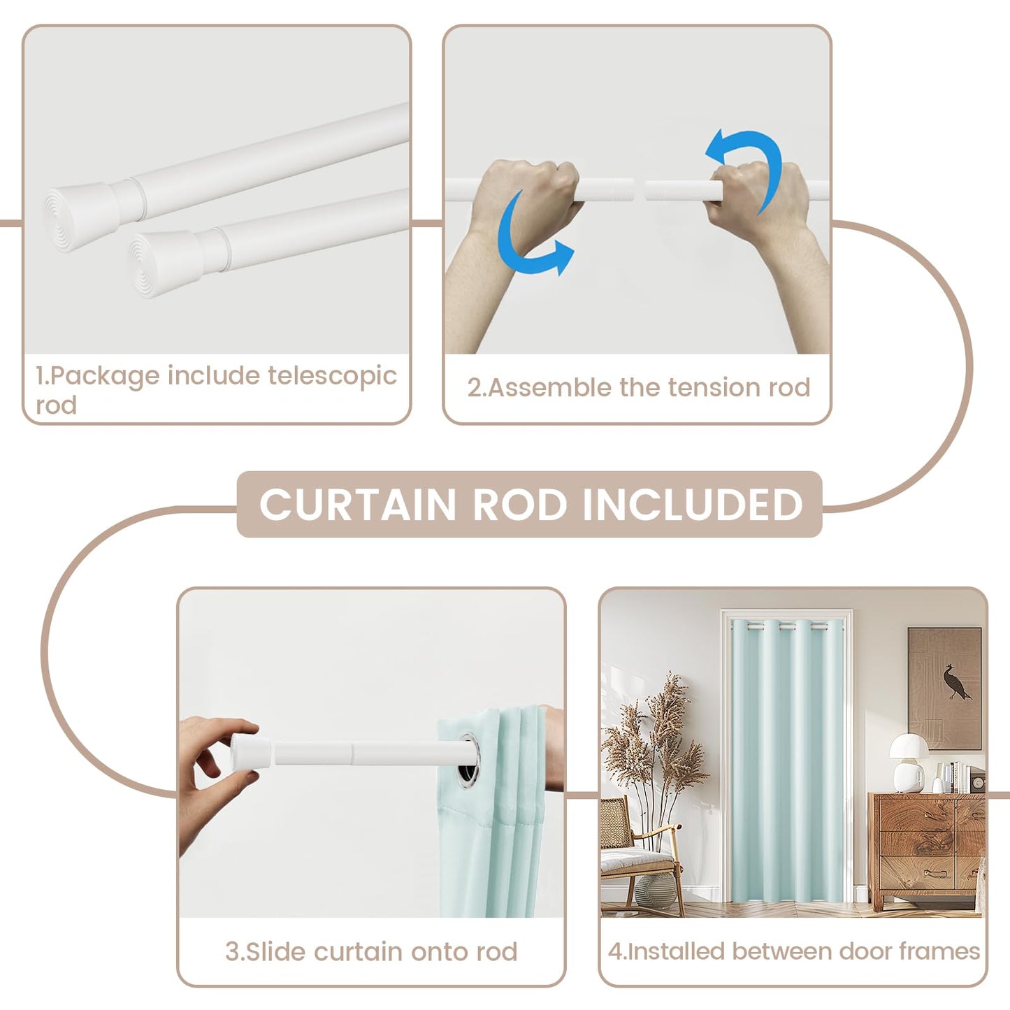 Vatge Closet Curtain for Open Closet, Blue Doorway Curtains with Rod and Magnetic Closure, 80 Inch Drape for Room Divider/Laundry Door/Kitchen Door, W42 x L80, 1 Panel, Aqua