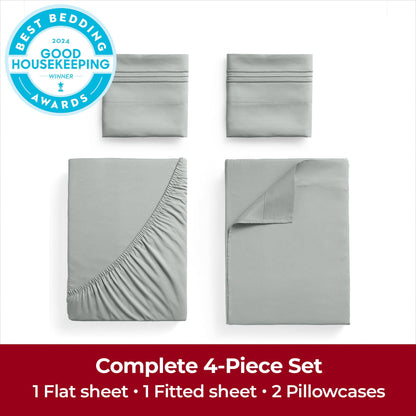 Mellanni Extra Deep California King Sheets - 4 PC Iconic Collection Bedding - Hotel Luxury, Ultra Soft, Cooling Bed Sheets - Wrinkle, Fade, Stain Resistant (Cal King, Spa Mint)