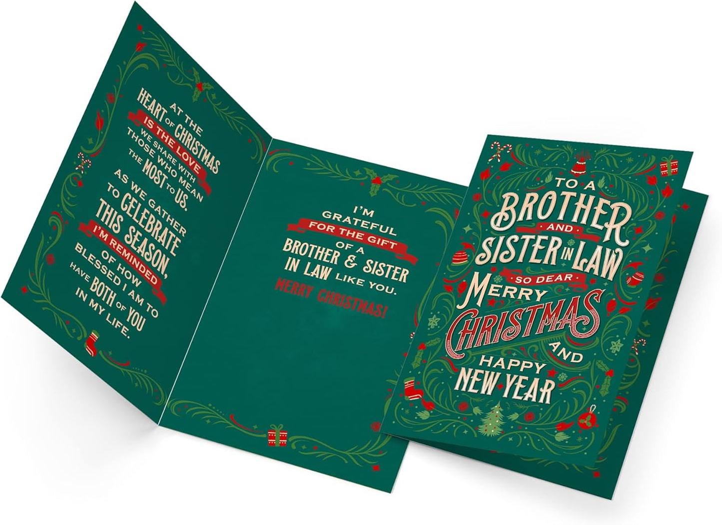 Prime Greetings Christmas Card for Brother and Sister-In-Law - Eco-Friendly, Thick Card Stock, 5in x 7.75in