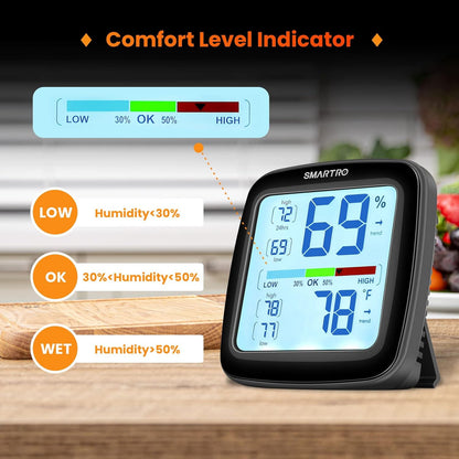 SMARTRO SC42 Digital Hygrometer - Professional Indoor Thermometer with Accurate Calibration | Humidity Gauge