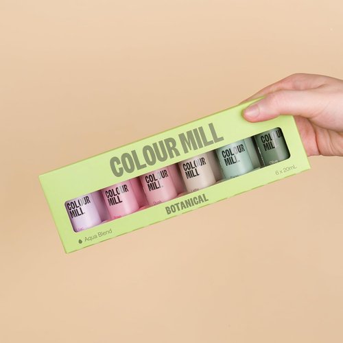 Colour Mill Aqua Blend Water-Based Food Coloring - Botanical Pack, 20ml in Dusk, Latte, Lilac, Olive, Rose & Sage