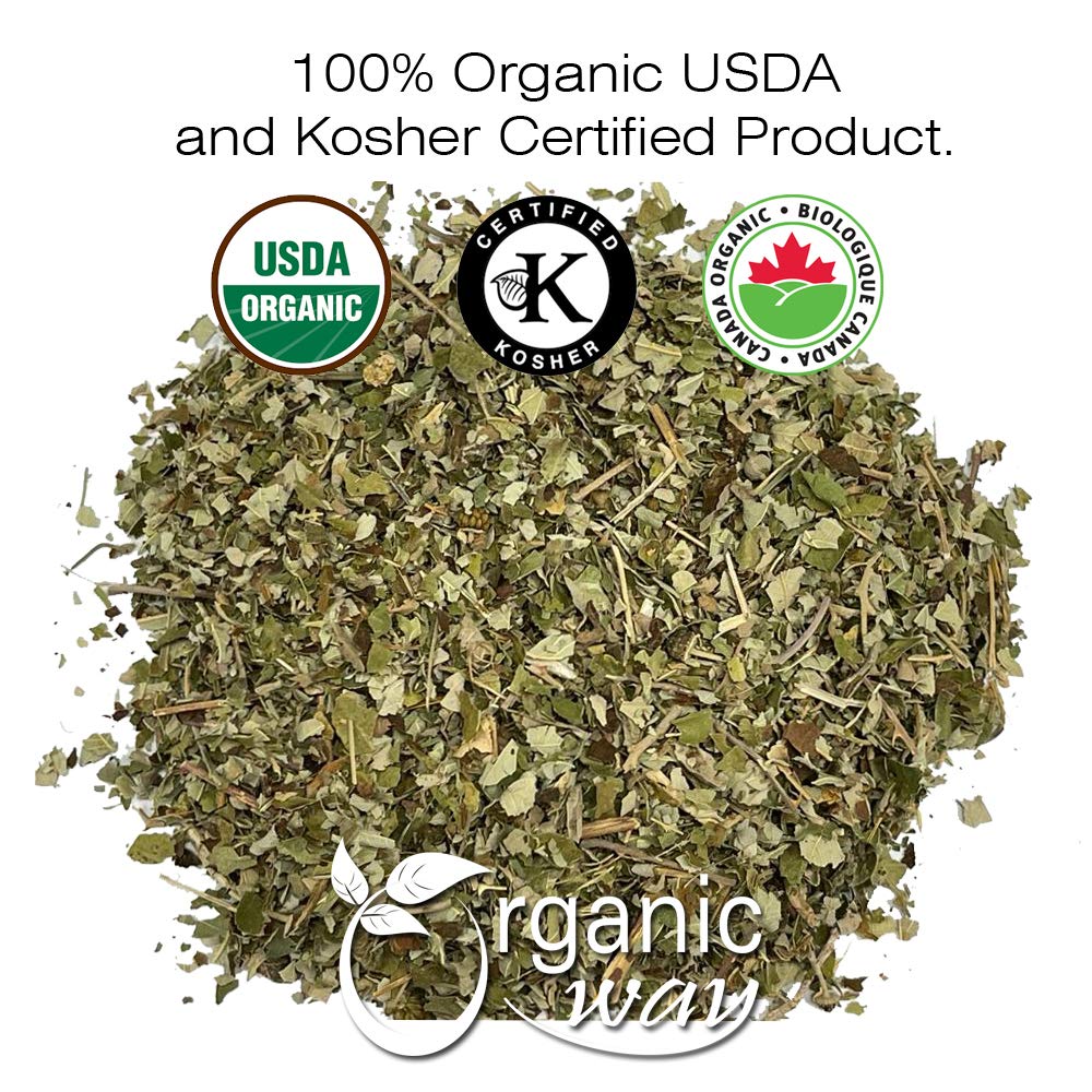 Organic Way Dried Blackberry Leaf Whole (Rubus Fruticosus) | Herbal Tea - European Wild-Harvest | Organic & Kosher Certified | Raw, Vegan, Non GMO & Gluten Free | USDA Certified | Origin - Albania (1/4LBS | 4Oz)