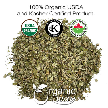 Organic Way Dried Blackberry Leaf Whole (Rubus Fruticosus) | Herbal Tea - European Wild-Harvest | Organic & Kosher Certified | Raw, Vegan, Non GMO & Gluten Free | USDA Certified | Origin - Albania (1/4LBS | 4Oz)