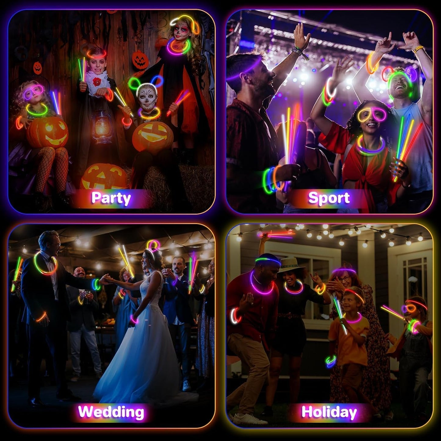 SpringFlower Glow Sticks - 100 PCS Bulk Glow in the Dark Party Supplies | Ideal for Kids & Adults