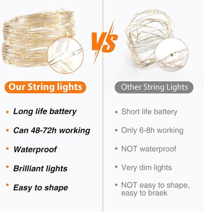 Litogo 24 Pack Fairy Lights - Battery Operated 7ft Waterproof String Lights for Mason Jars & Wedding Decor | Warm White