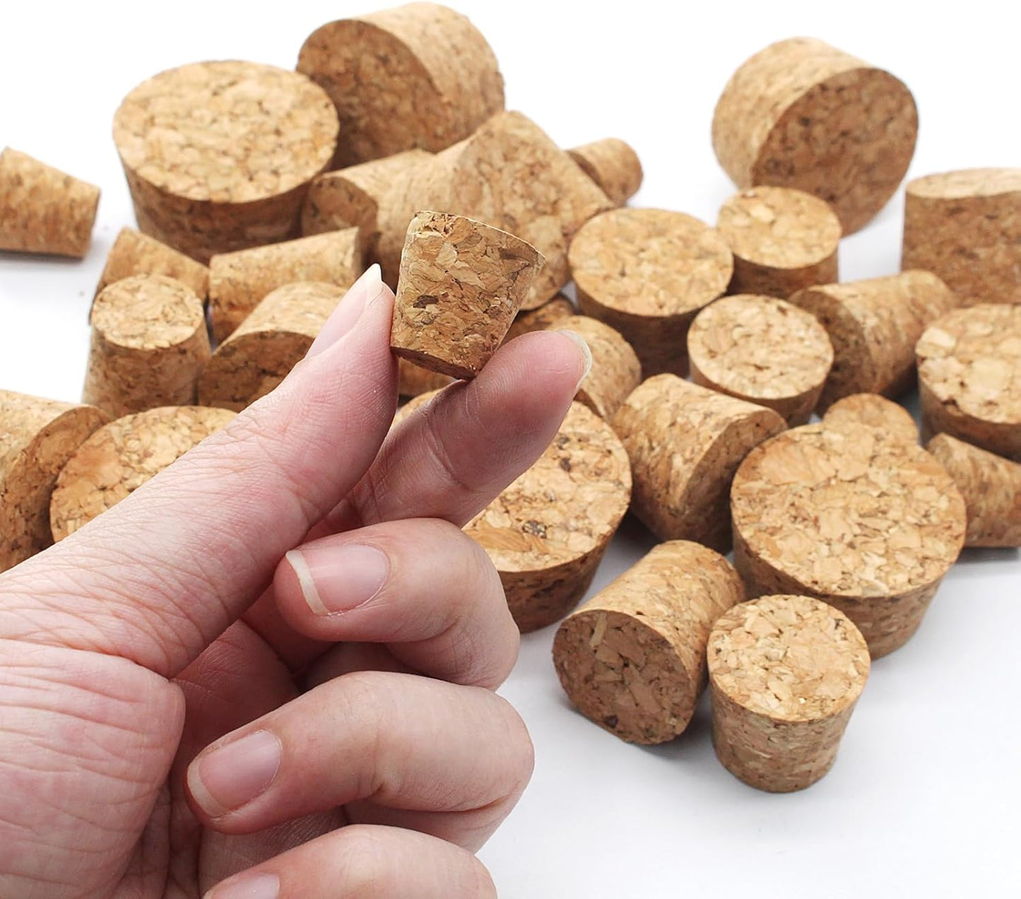 Uenhoy 30 Pcs Soft Wood Corks 6 Size, Wooden Tapered Cork Plugs Wine Bottle Stoppers, Natural Wood Wine Corks Replacement for Wine Beer Bottle Crafts