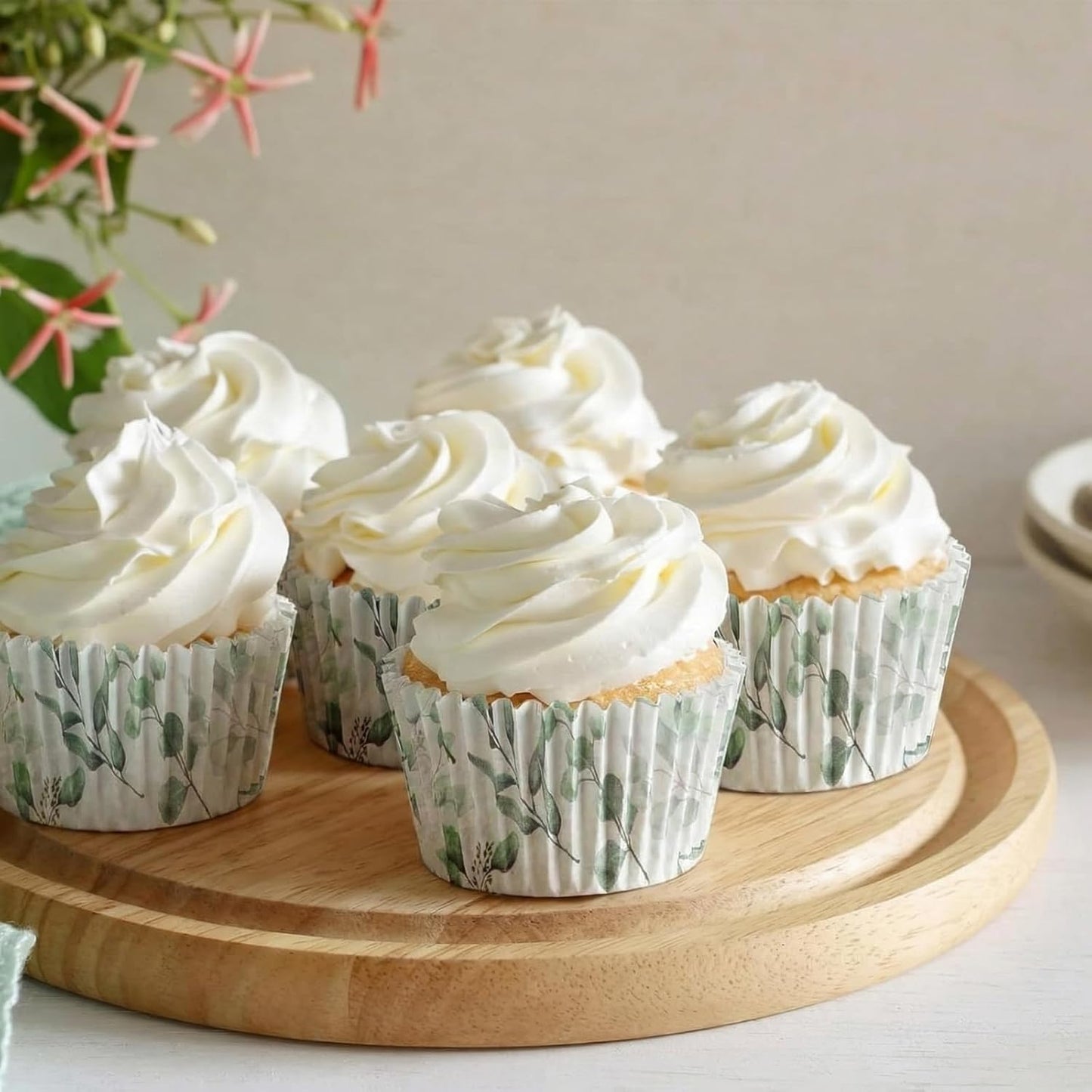 WILLBOND Greenery Cupcake Liners - 300 Count Baking Cups for Baby Showers & Parties