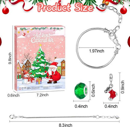 Advent Calendar 2025 - 24-Day Christmas Countdown with DIY Bracelets & Charms | Perfect Gift for Kids