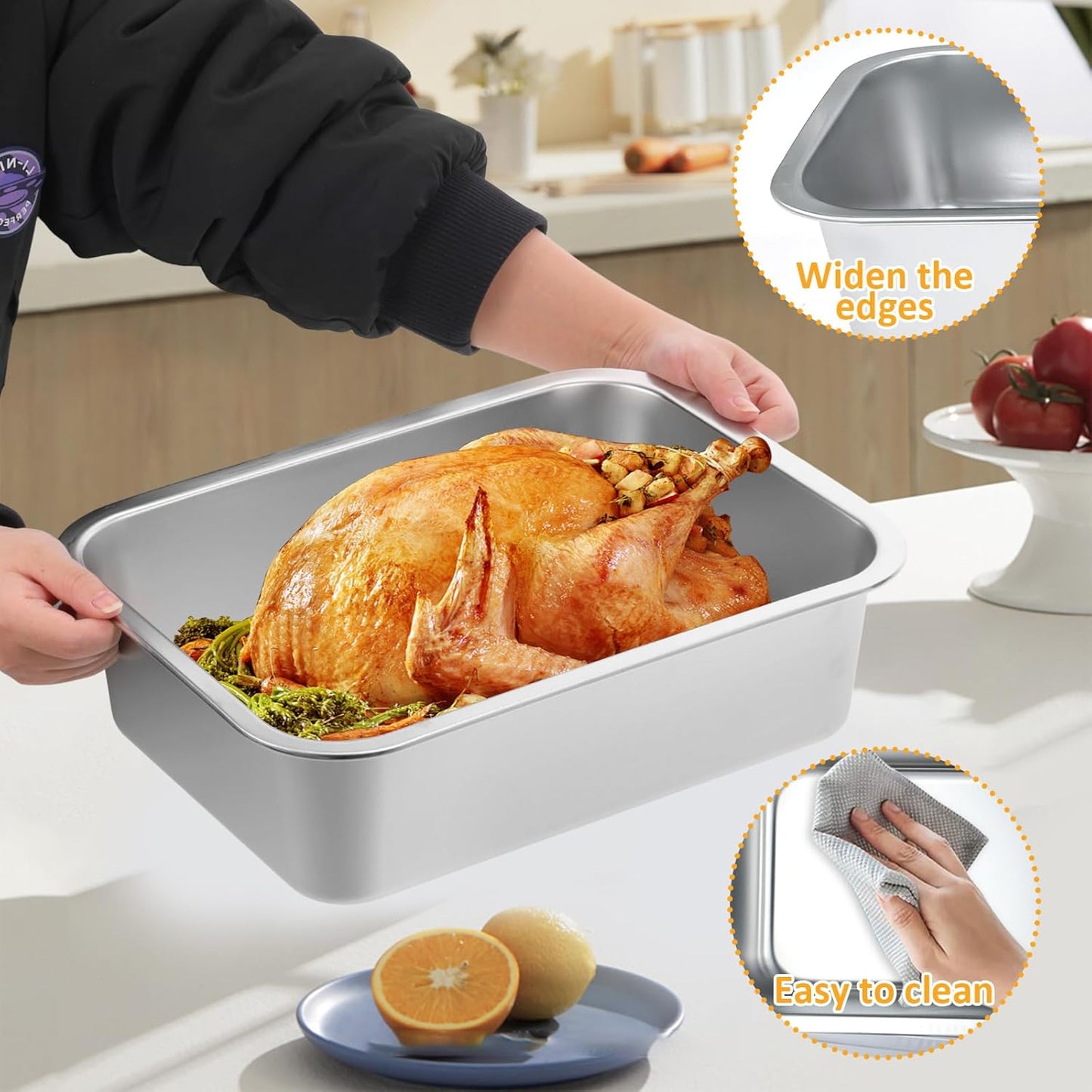 Regine Switzerland 4-Inch Extra Deep Lasagna Baking Pan - 304 Stainless Steel, 10.6x14.2 Inch, Includes Lid