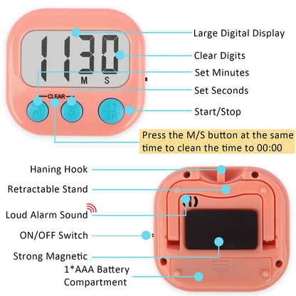 2Pack Classroom Timers for Teachers Kids Digital Timer Pink White