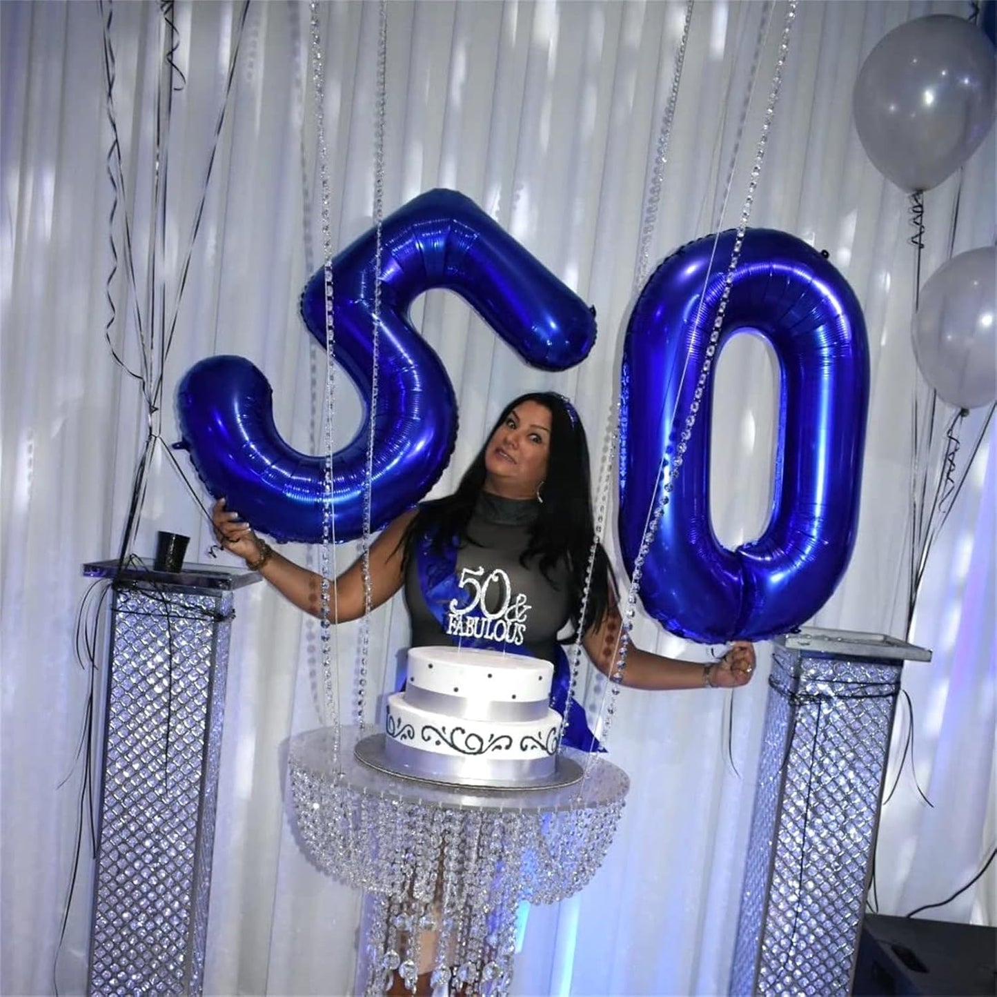 Skiennix Giant Helium Foil Number 5 Balloon - Navy Blue 40" Self-Inflating Birthday Decoration