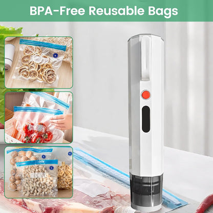 Powerful Handheld Vacuum Sealer - Compact Food Preservation Machine with 30 Reusable Bags