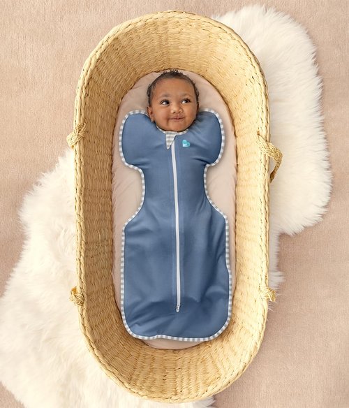 Love To Dream Swaddle UP - Baby Sleep Sack for Self-Soothing | Improves Sleep, Snug Fit, 8-13lb, Denim