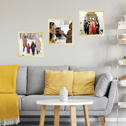 JCJMY 7x7 Picture Frame Gold for Wall Hanging or Tabletop, Wall Mounting Horizontally or Vertically, 7 x 7 Square Wall Gallery Poster Photo Frame with Shatter Resistant Plexiglass, Gold