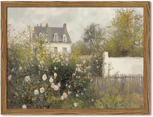 Cottage Rose Garden Wall Art - Vintage Rustic Canvas Prints for Home Decor | 12x16 Inch