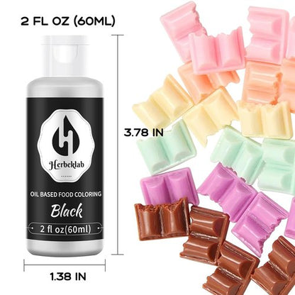 Black Oil-Based Food Coloring - 2 Fl Oz Professional Grade Concentrated Dye for Chocolate & Baking