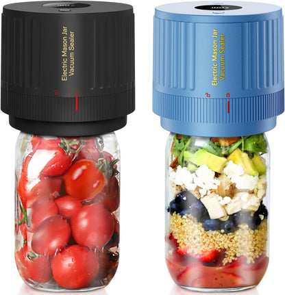 Regine Switzerland Electric Mason Jar Vacuum Sealer Kit - Black & Blue for Fresh Food Storage