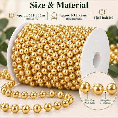 Variation of THIS listing: WILLBOND 99 ft Gold Beaded Garland for Christmas Tree - Faux Pearl Bead