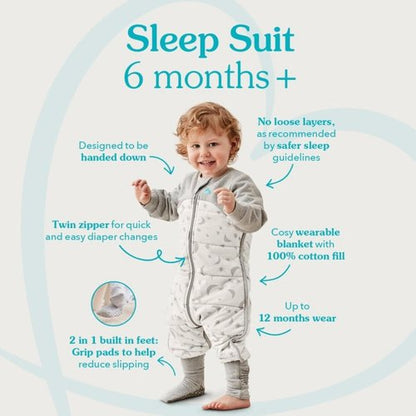 Love to Dream Organic Cotton Sleeveless Sleep Suit - 0.2 TOG in Gray Daydream for Comfort