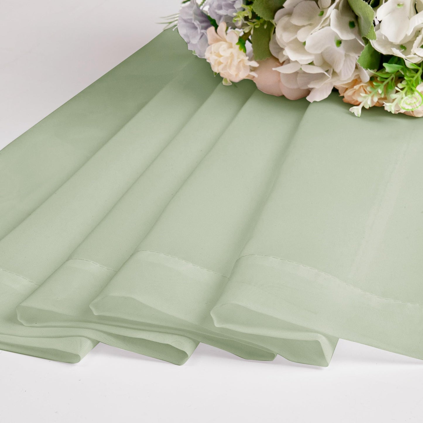 OWENIE Sheer Curtains 54 inches Long 2 Panles for Living Room Bedroom Small Windowm, Rod Pocket Light Filtering Voile Sheers Drapes, 42" W x 54" L, Light Green