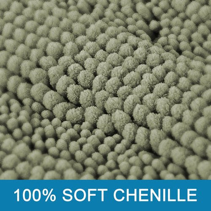H.VERSAILTEX Bath Mats for Bathroom Non Slip Thick Chenille Striped Bath Rug Absorbent Fluffy Soft Shaggy Rugs Washable Dry Fast Plush Mats for Indoor, Bath Room, Tub - 20" x 32", Eucalyptus Green