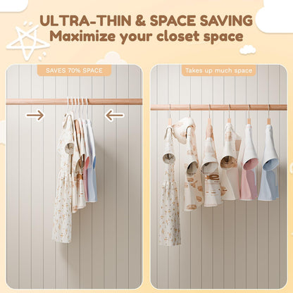 VILICK Kids Plastic Hangers - Non-Slip Baby Clothes Hangers for Infants | 50 Pack, White