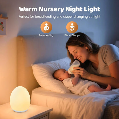 MediAcous Night Light - Soft Silicone Touch Lamp for Kids | 7 Color Changing & Dimmable Design, 1-Hour Timer