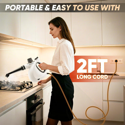 Steam Disinfection Cleaner, Handheld Pressurized Natural Steam Cleaner with 9 PCS Accessories, Portable Multi-Surface Steamer for Cleaning Home Kitchen Floor, Upholstery, Tile Grout & Car
